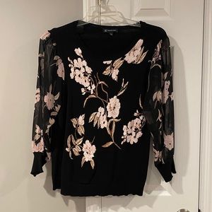I.N.C. Long Sleeve (Sheer) Floral Sweater Top